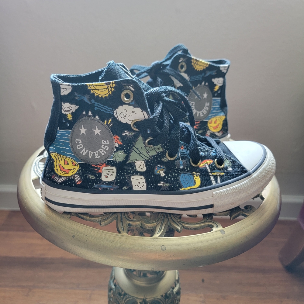 Converse Kids High-Top Sneakers - Black with Colorful Design